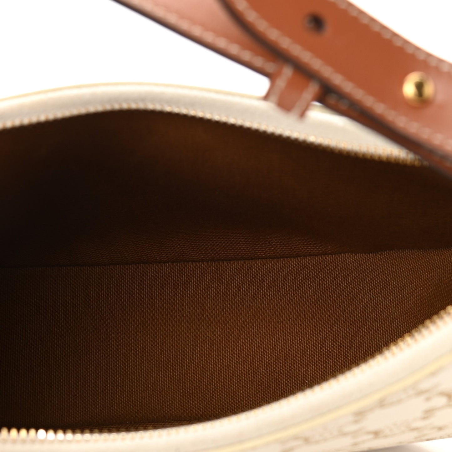 Canvas Calfskin Ava Triomphe Shoulder Bag White