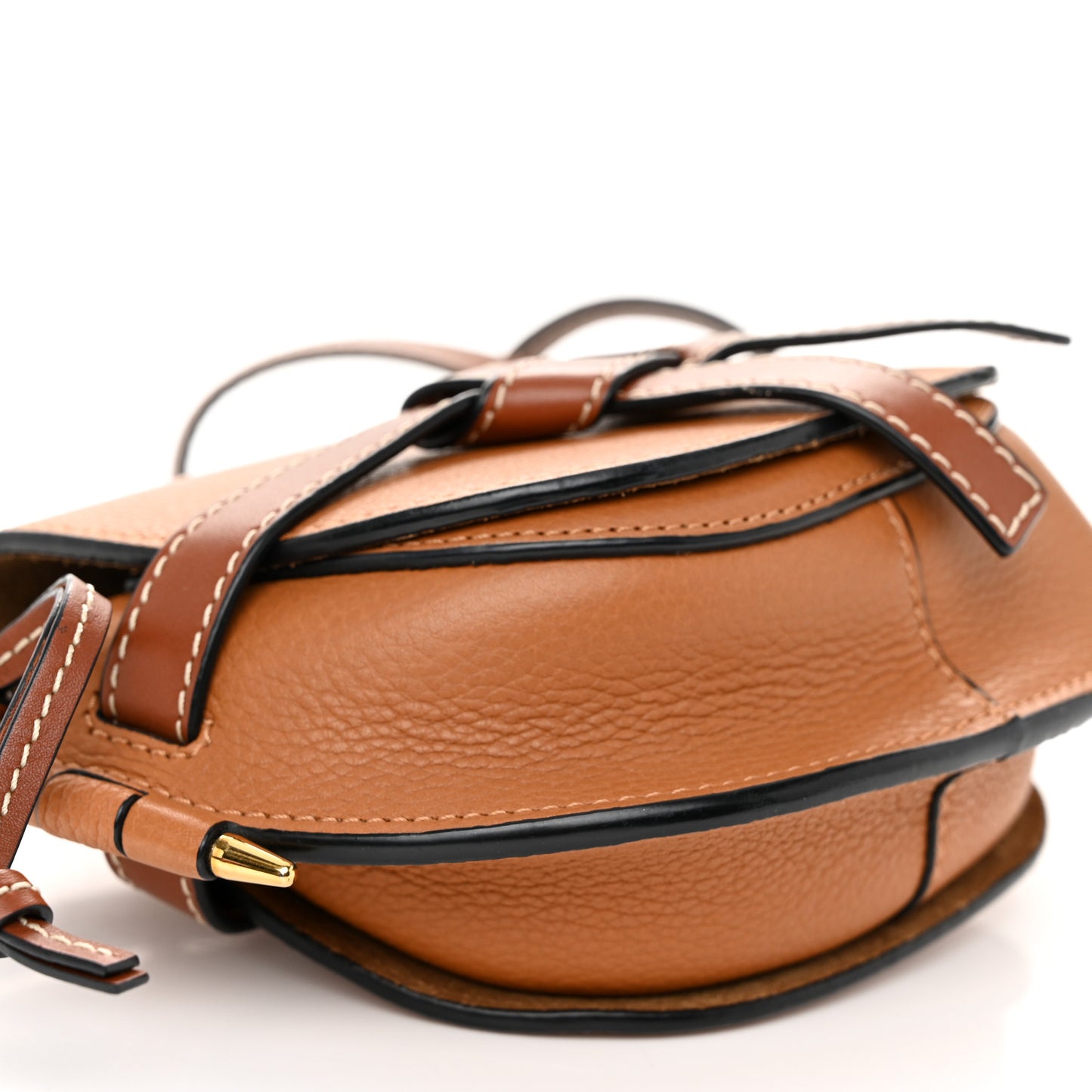 Grained Calfskin Mini Gate Crossbody Bag Caramel Pecan