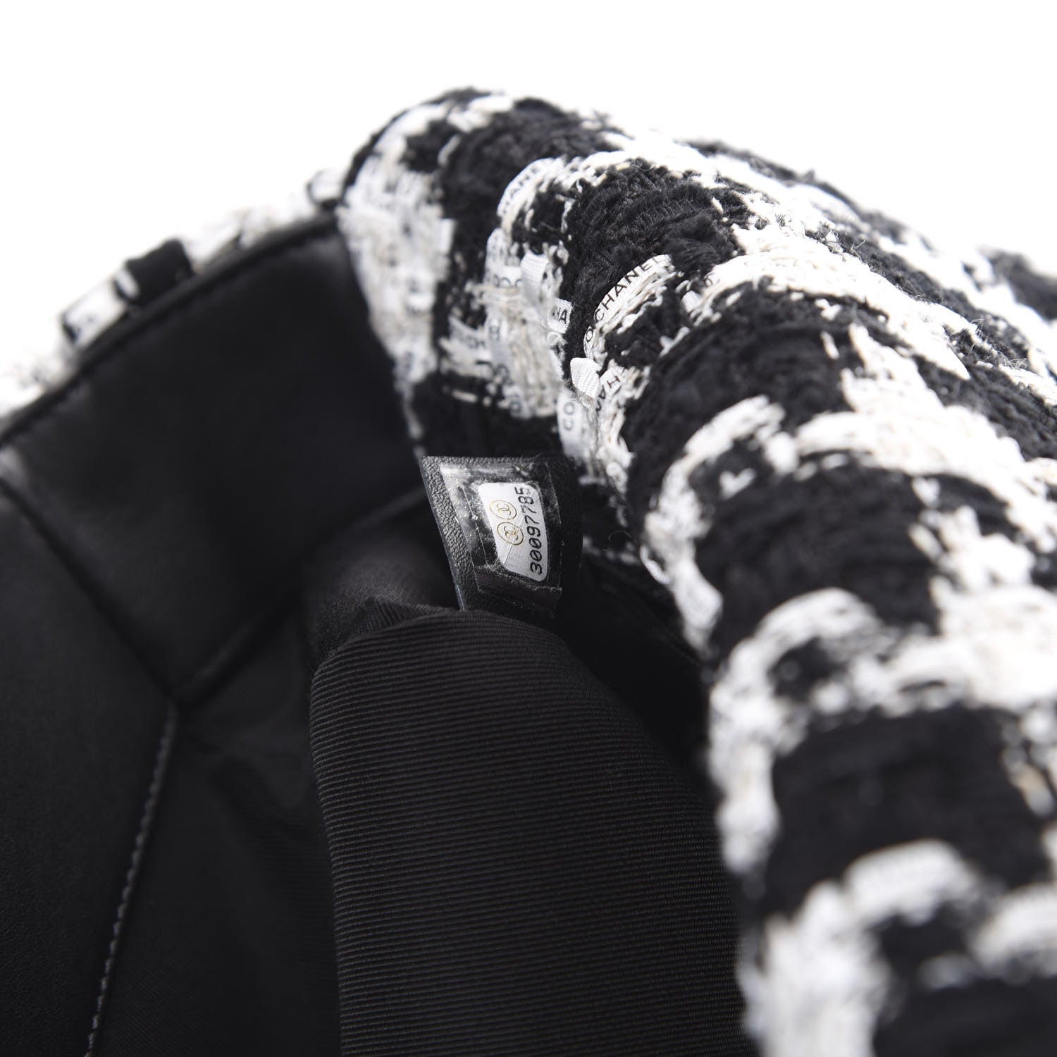 Chanel Tweed Quilted Large 19 Flap Black Ecru White 7 of 9