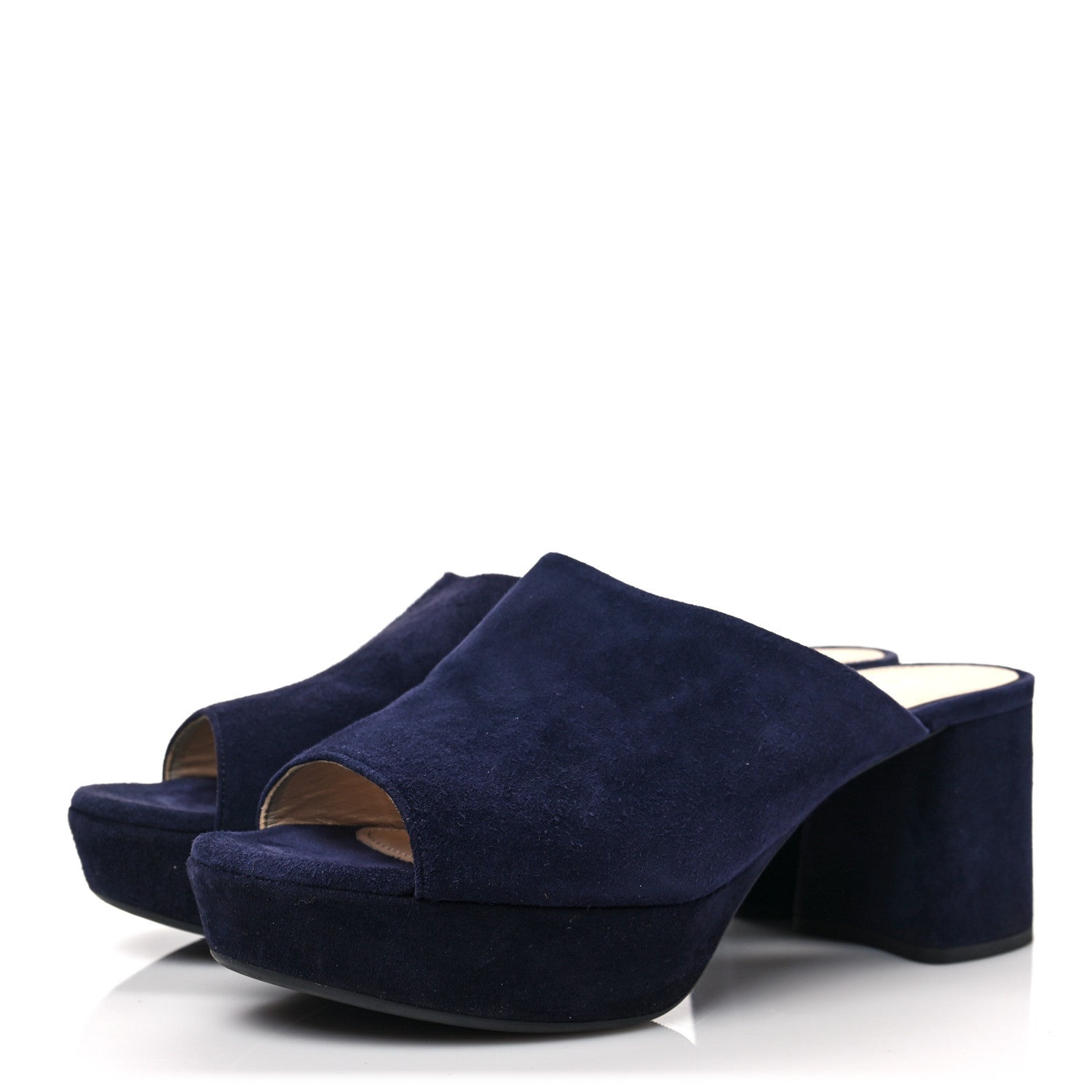 Prada Camoscio Platform 65mm Slide Sandals 37.5 Blue 3 of 9