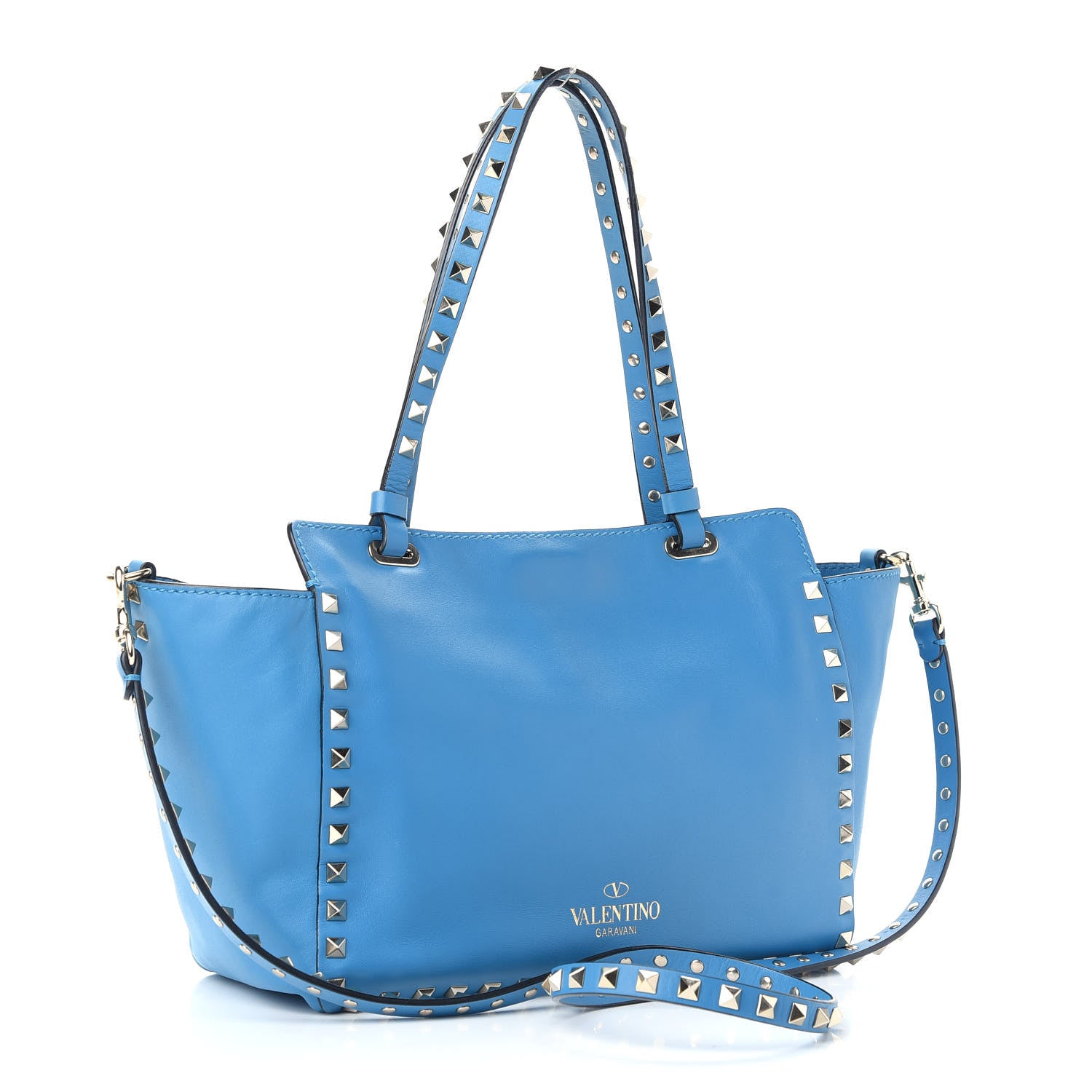Valentino Garavani Vitello Small Rockstud Tote Light Blue 2 of 7