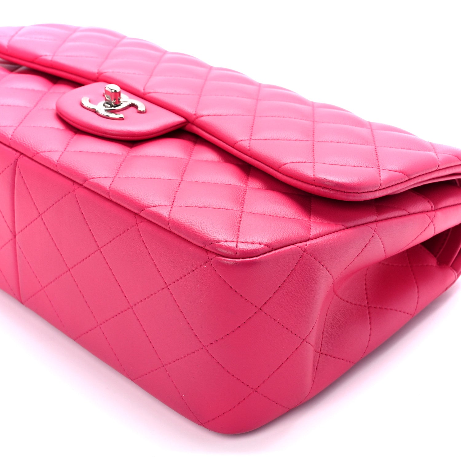 Chanel Lambskin Quilted Jumbo Double Flap Dark Pink 11 of 15