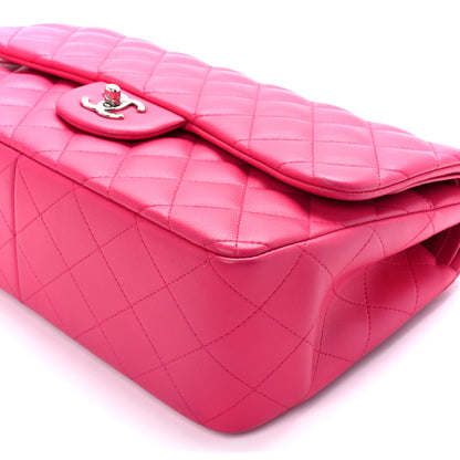 Chanel Lambskin Quilted Jumbo Double Flap Dark Pink 11 of 15