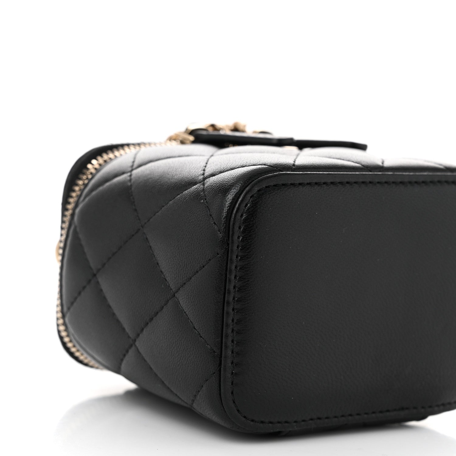 Chanel Lambskin Quilted Top Handle Mini Vanity Case With Chain Black 9 of 10