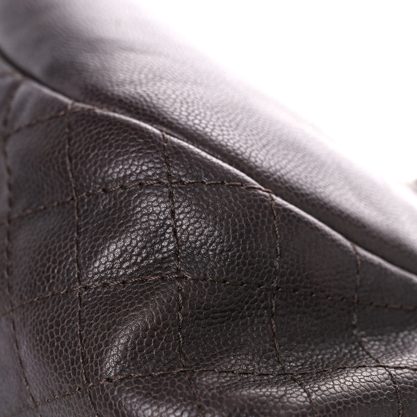 Caviar Half Moon Large Flap Dark Brown