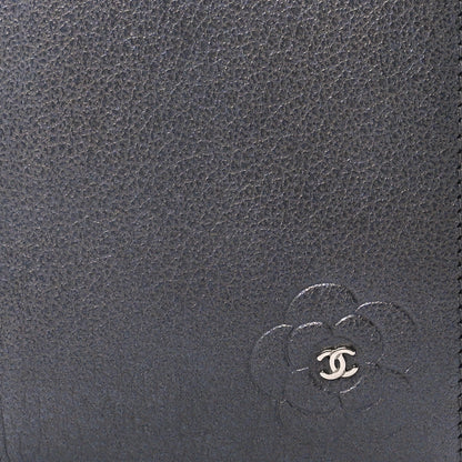 Chanel Metallic Goatskin Camellia Yen Wallet Navy 10 of 12