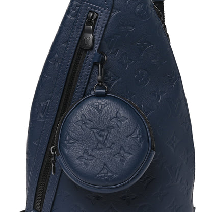 Louis Vuitton Calfskin Shadow Monogram Duo Slingbag Navy 6 of 8