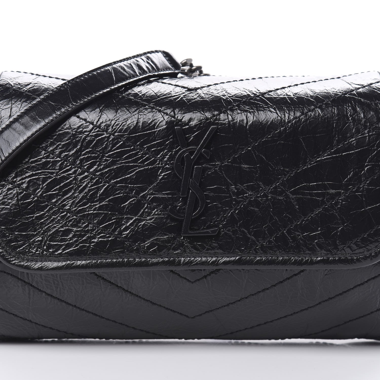 Saint Laurent Crinkled Calfskin Matelasse Monogram Niki Body Bag Black 8 of 10