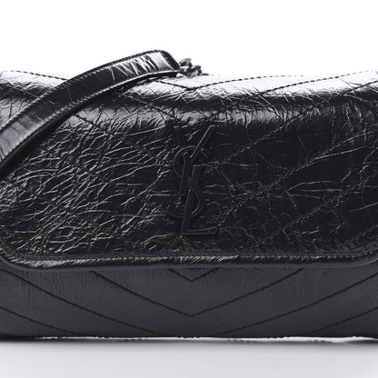 Saint Laurent Crinkled Calfskin Matelasse Monogram Niki Body Bag Black 8 of 10