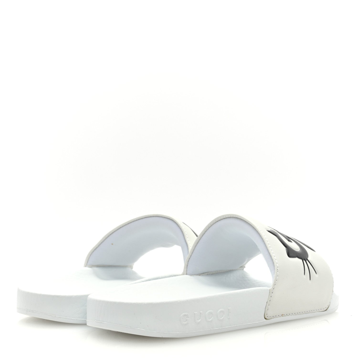 Gucci Nappa Interlocking G Cat Womens Pursuit Slide Sandals 35 Great White 4 of 6