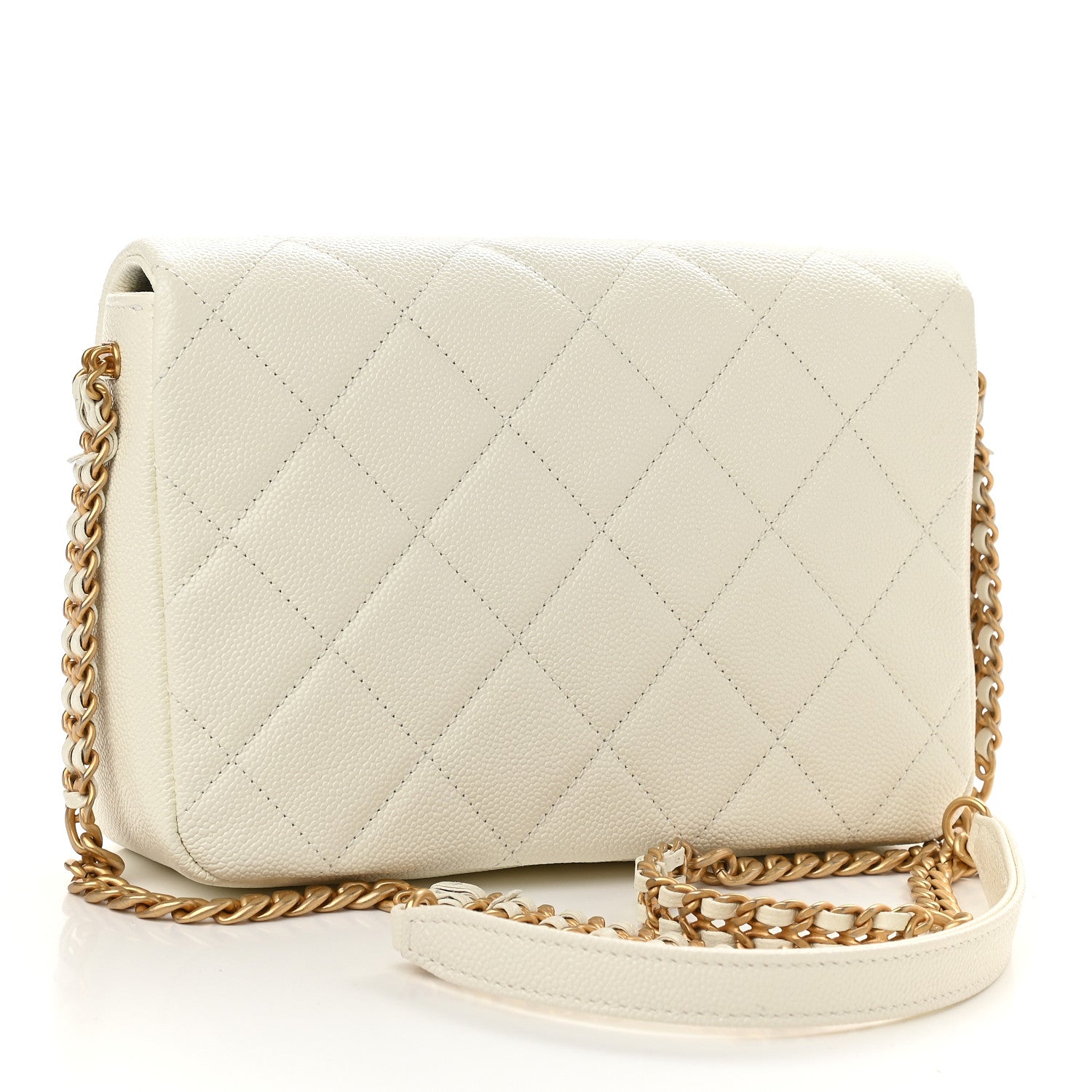 Chanel Shiny Caviar Quilted Small Chain Melody Flap White 3 of 9