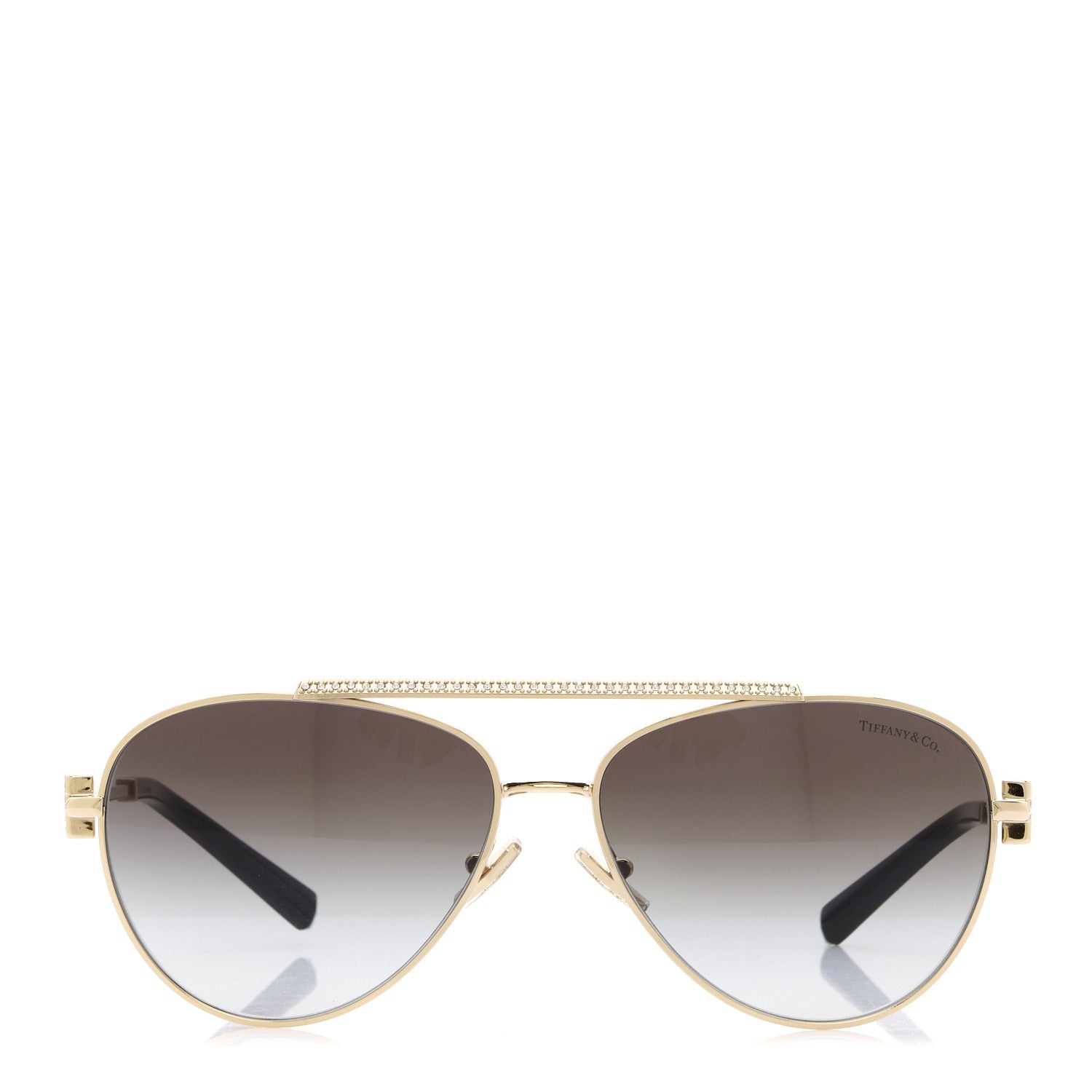 Tiffany Metal Crystal Aviator Sunglasses TF3101-B Gold 3 of 5