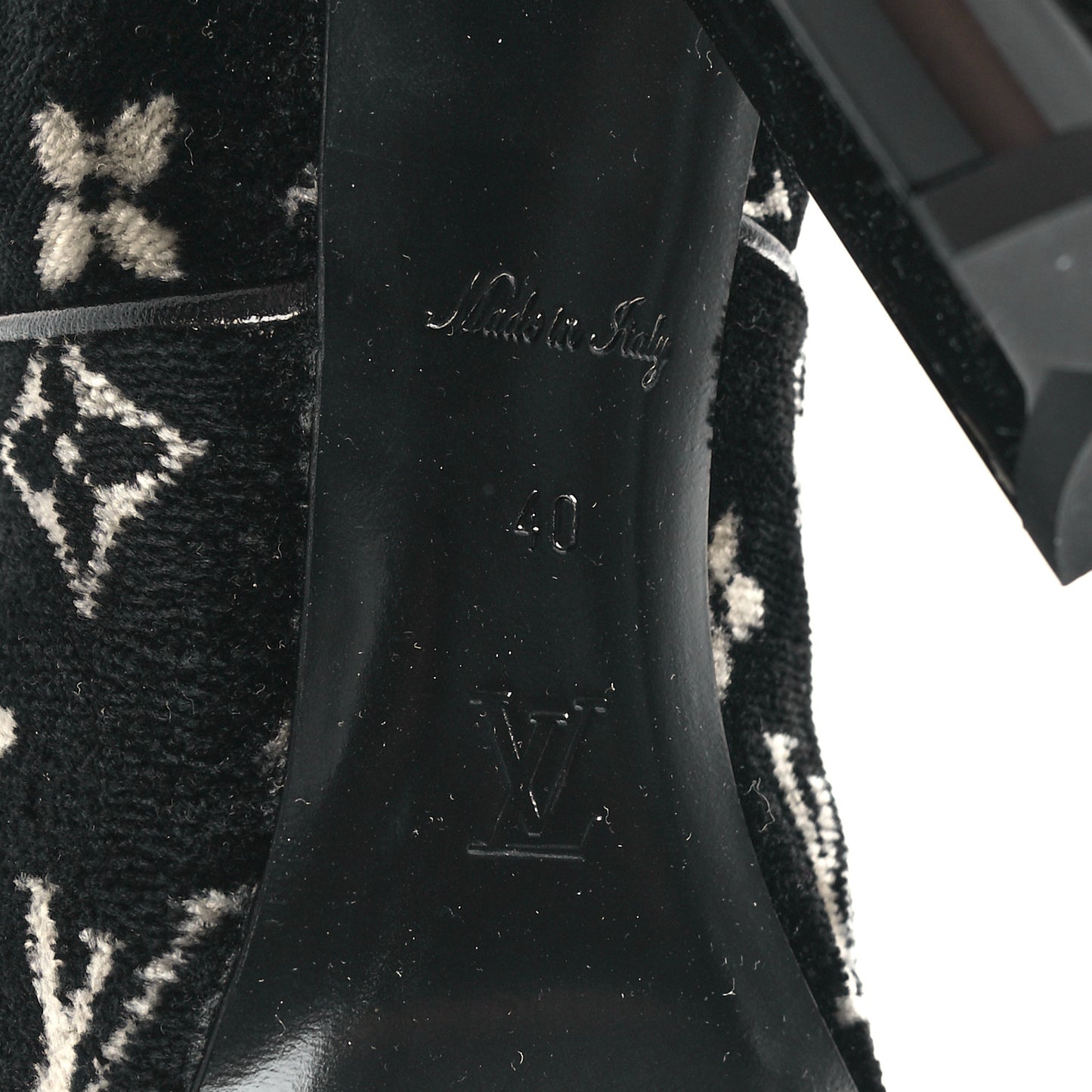 Velvet Monogram Silhouette Ankle Boots 40 Black