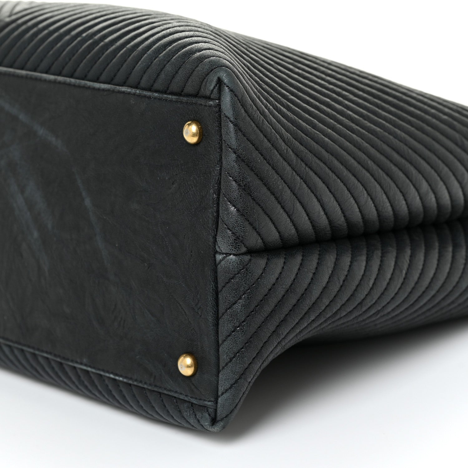 Chanel Wrinkled Lambskin Chevron Quilted Large Surpique Tote Black 11 of 18