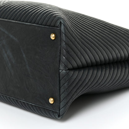 Chanel Wrinkled Lambskin Chevron Quilted Large Surpique Tote Black 11 of 18