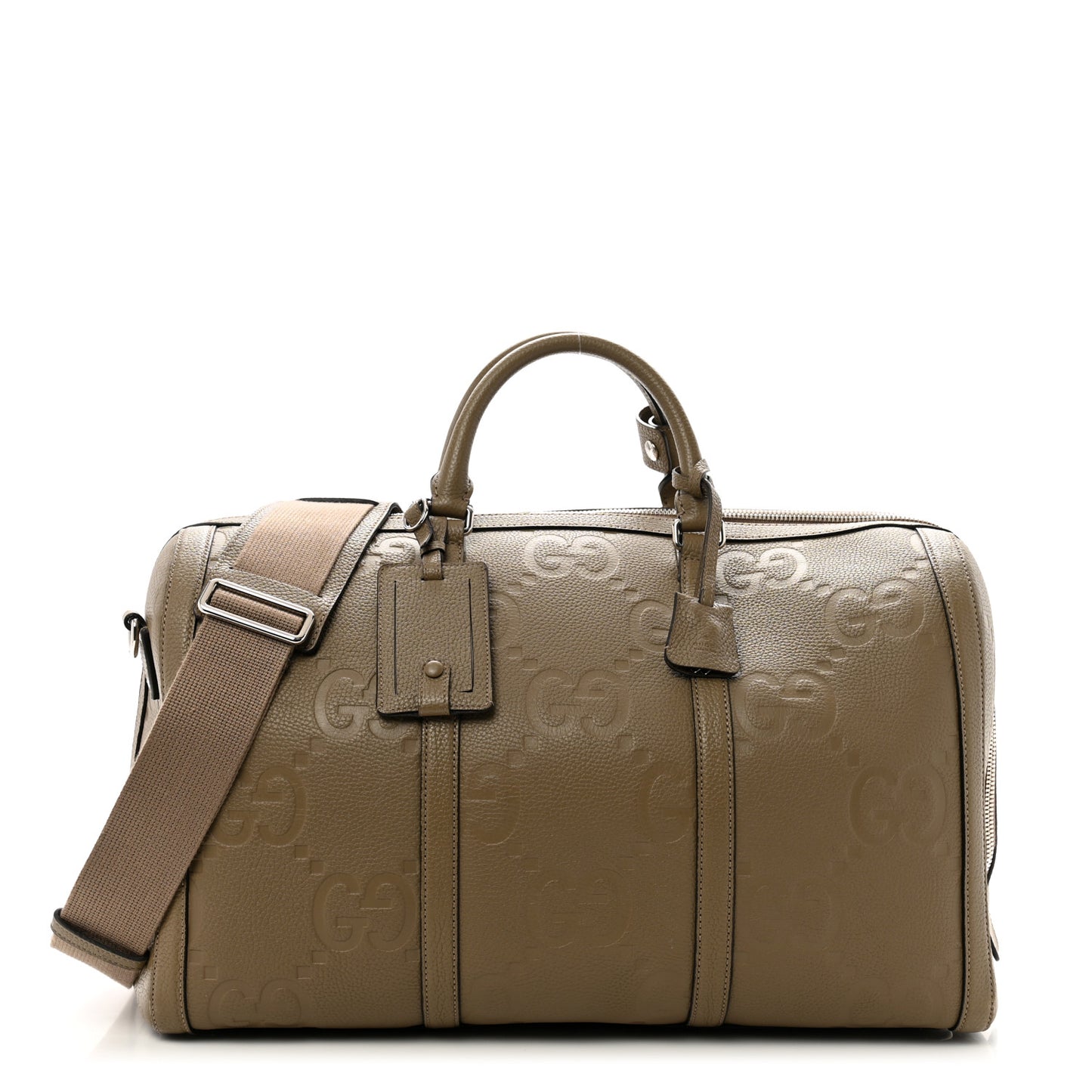Piuma Calfskin Jumbo GG Embossed Large Duffle Bag Good Taupe