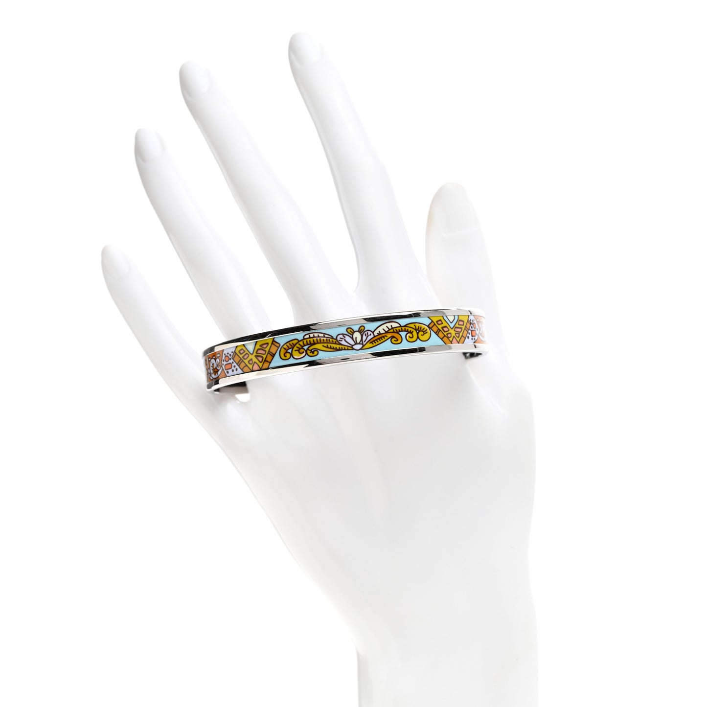 Enamel Printed Narrow Bracelet 70 Blue Orange