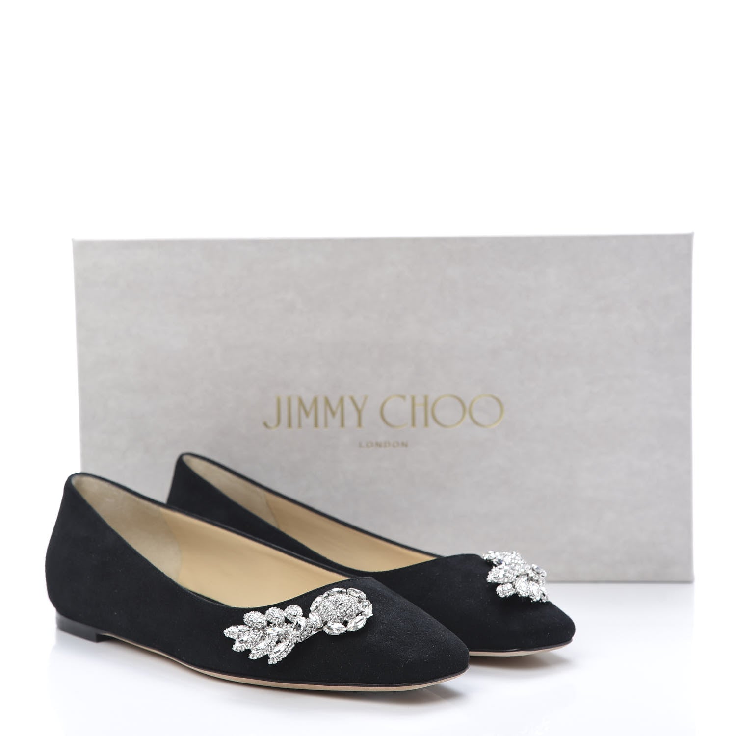 Jimmy Choo Suede Crystal Mirele Ballet Flat 37 Black 11 of 12