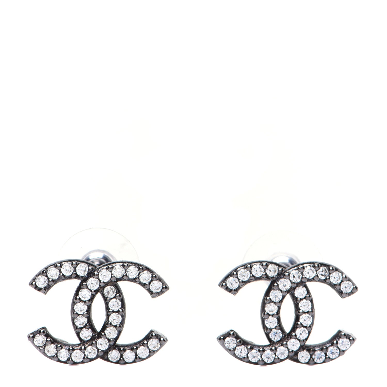 Chanel Ruthenium Crystal CC Earrings 1 of 6