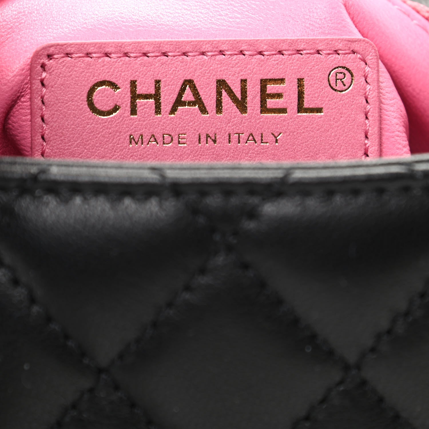 Chanel Goatskin Quilted Rainbow Extra Mini Coco Handle Flap Black 6 of 9