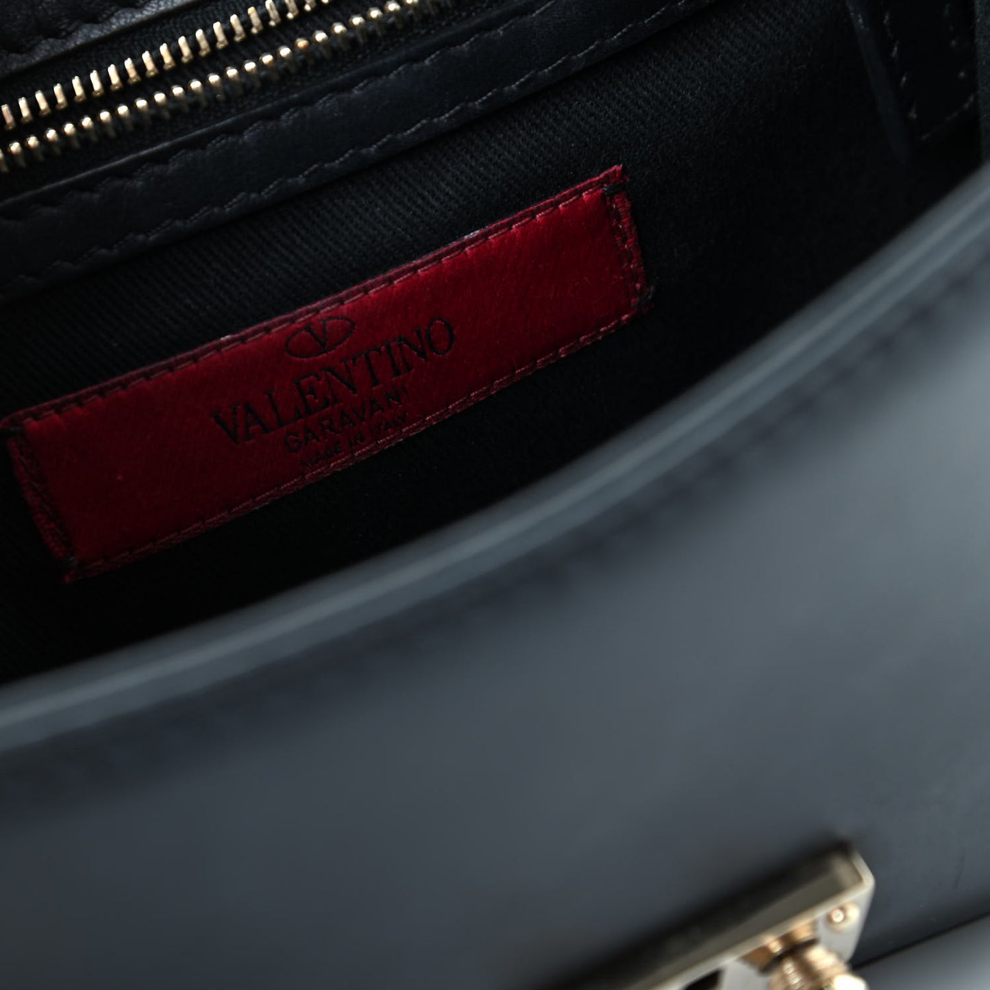 Vitello Small Glam Lock Rockstud Flap Black