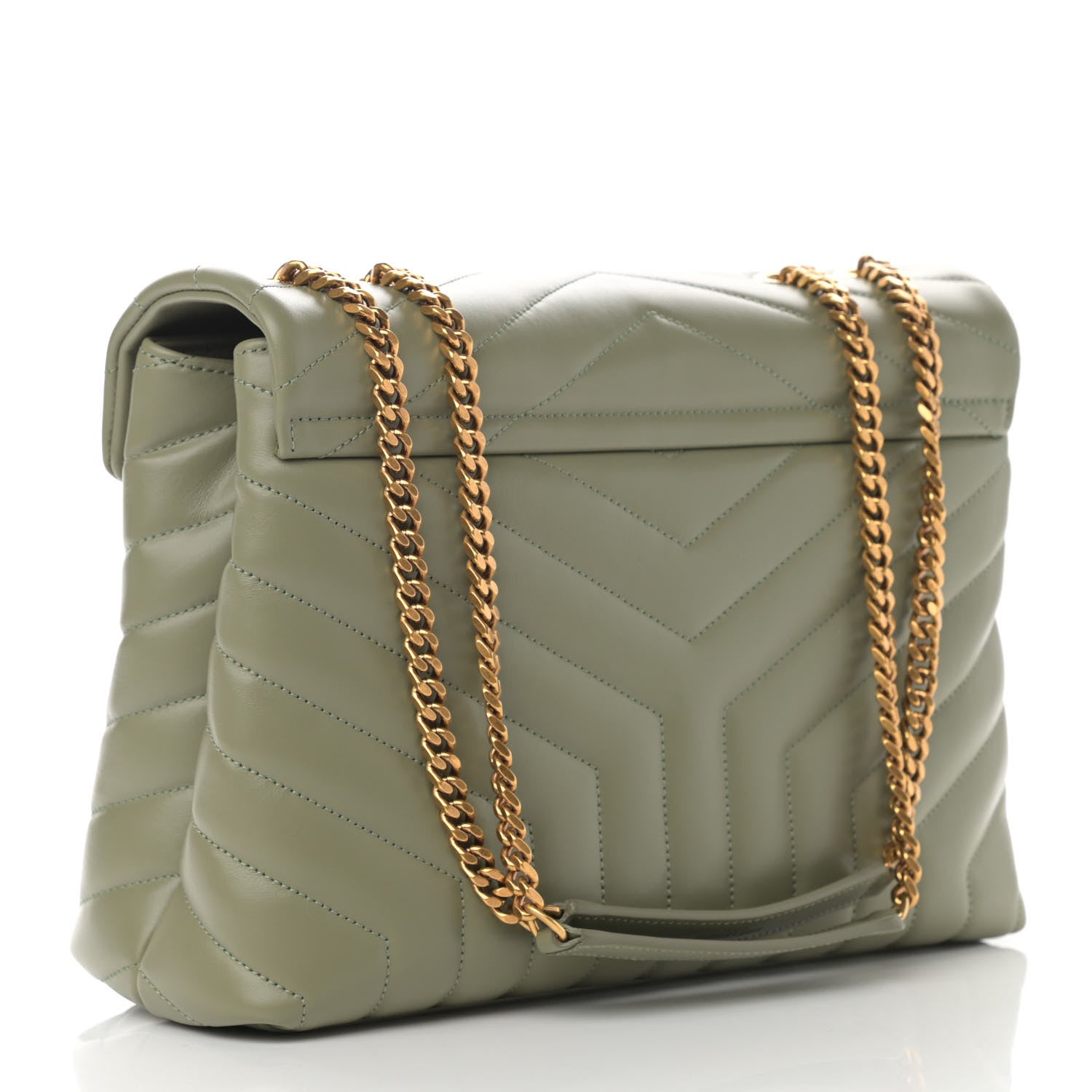 Saint Laurent Calfskin Y Quilted Monogram Medium Loulou Chain Satchel Light Sage 2 of 10