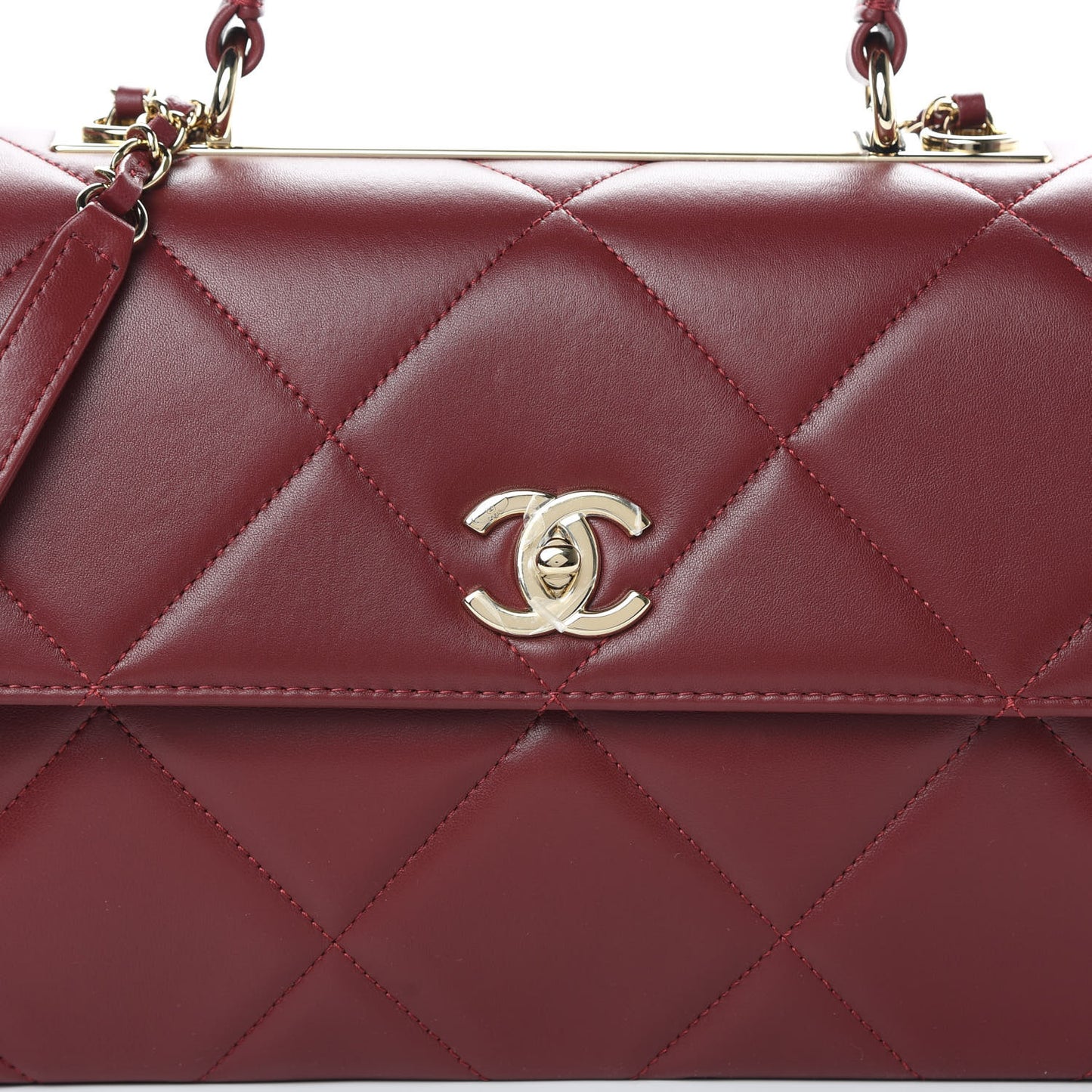 Lambskin Quilted Medium Trendy CC Flap Dual Handle Bag Burgundy
