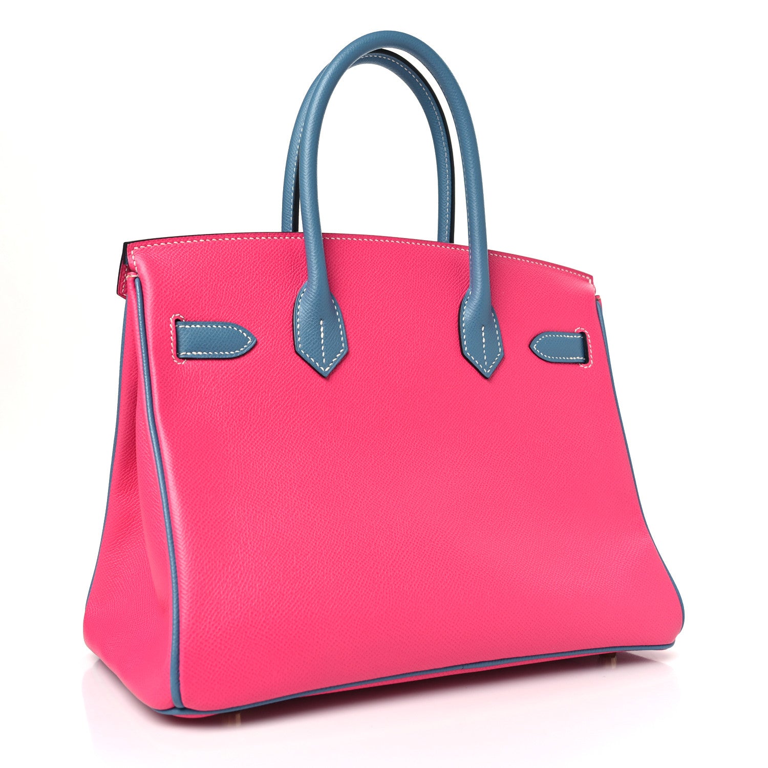 Hermes Epsom Horseshoe Birkin 30 Rose Tyrien Blue Jean 3 of 10
