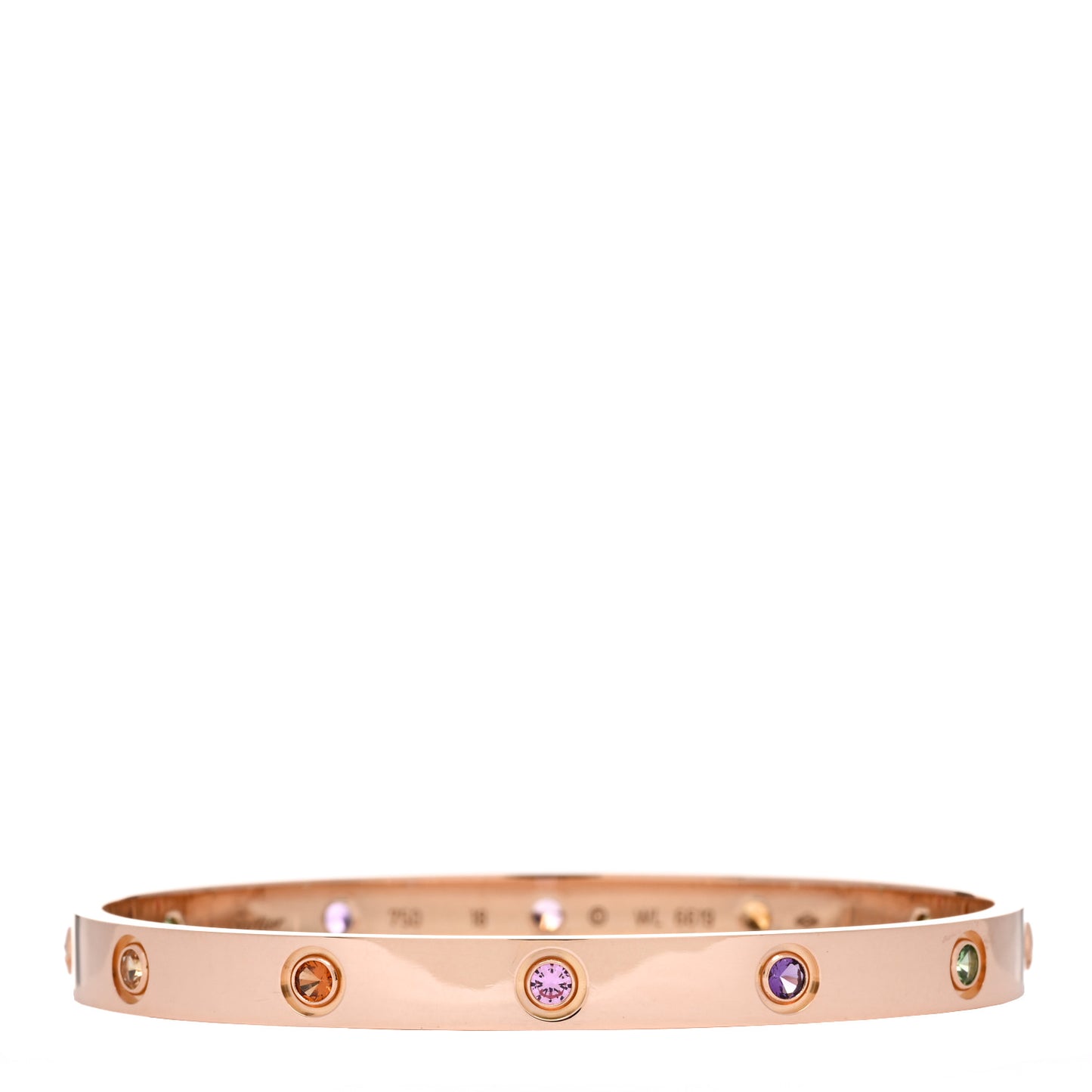18K Pink Gold Sapphire Garnet Amethyst LOVE Bracelet 18