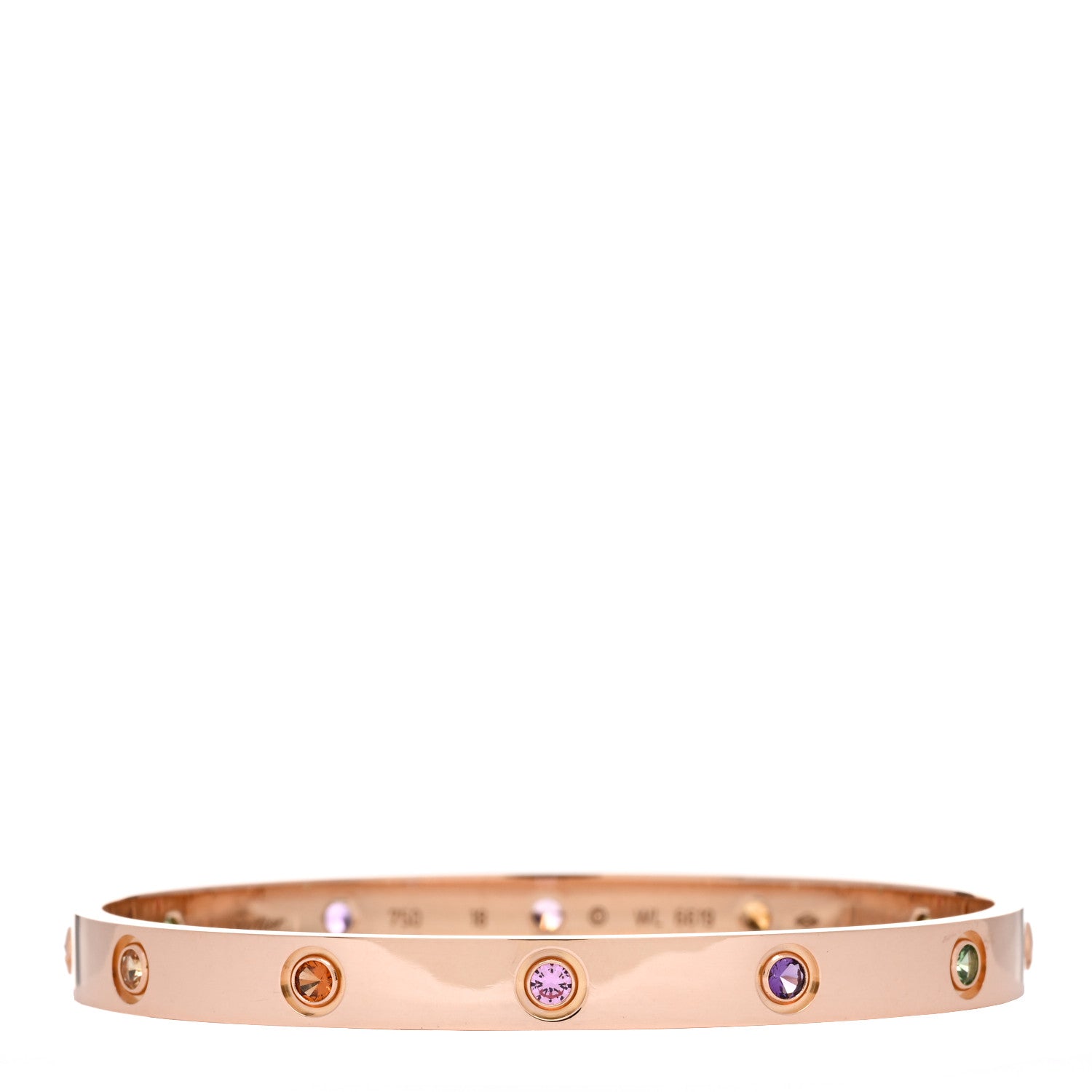 Cartier 18K Pink Gold Sapphire Garnet Amethyst LOVE Bracelet 18 1 of 4