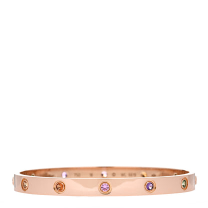 Cartier 18K Pink Gold Sapphire Garnet Amethyst LOVE Bracelet 18 1 of 4