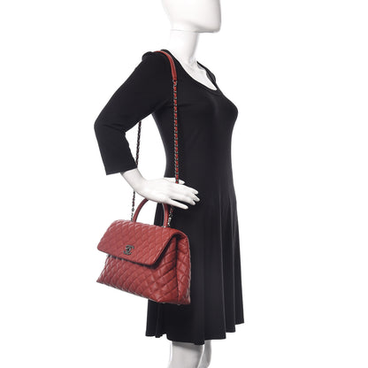 Chanel Caviar Quilted Medium Coco Handle Flap Dark Red 2 of 9