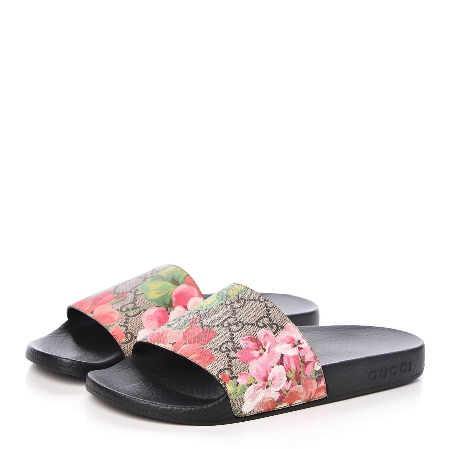 GG Supreme Monogram Blooms Slide Sandals 36 Beige Multicolor