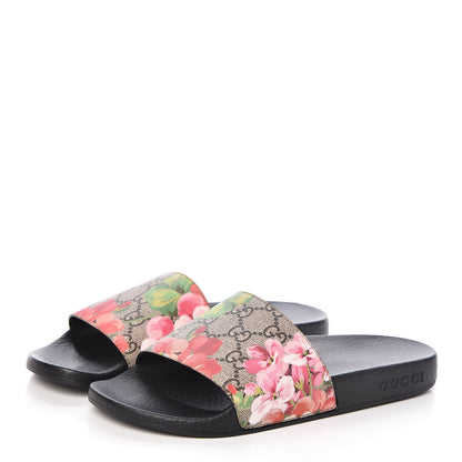 Gucci GG Supreme Monogram Blooms Slide Sandals 36 Beige Multicolor 3 of 9