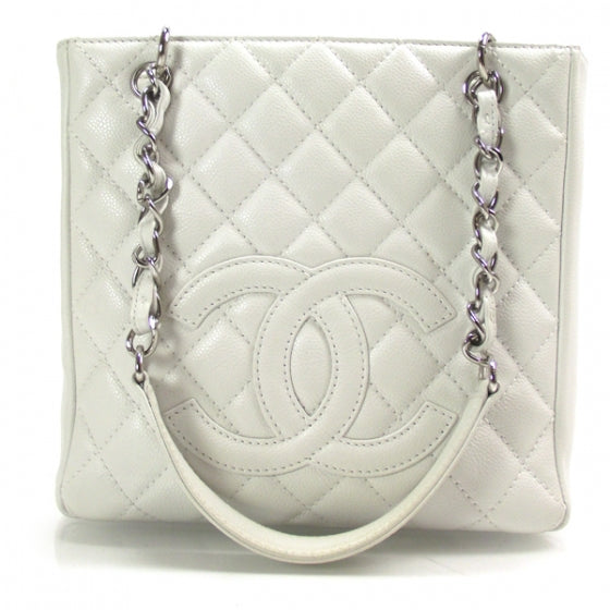 Caviar Petit Shopping Tote PST White