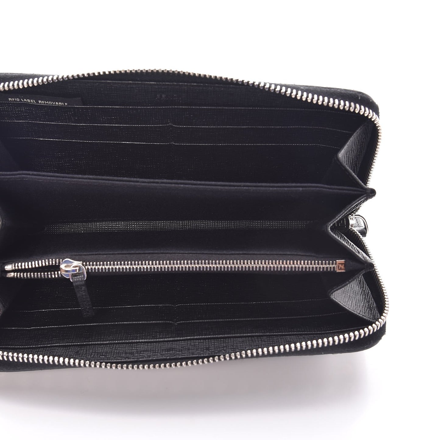Vitello Elite Mink Fur Studded Karlito Zip Around Wallet Black