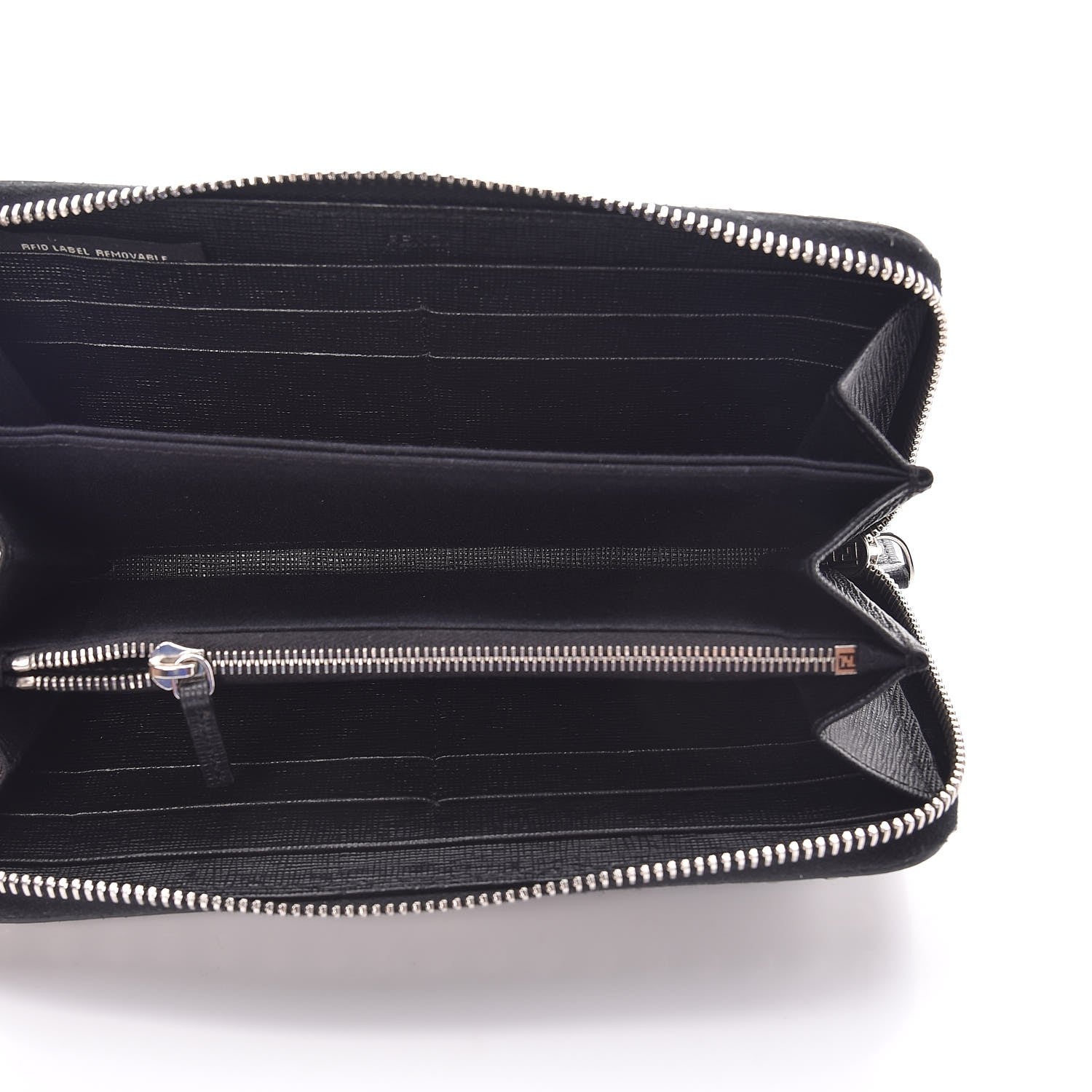 Fendi Vitello Elite Mink Fur Studded Karlito Zip Around Wallet Black 5 of 6