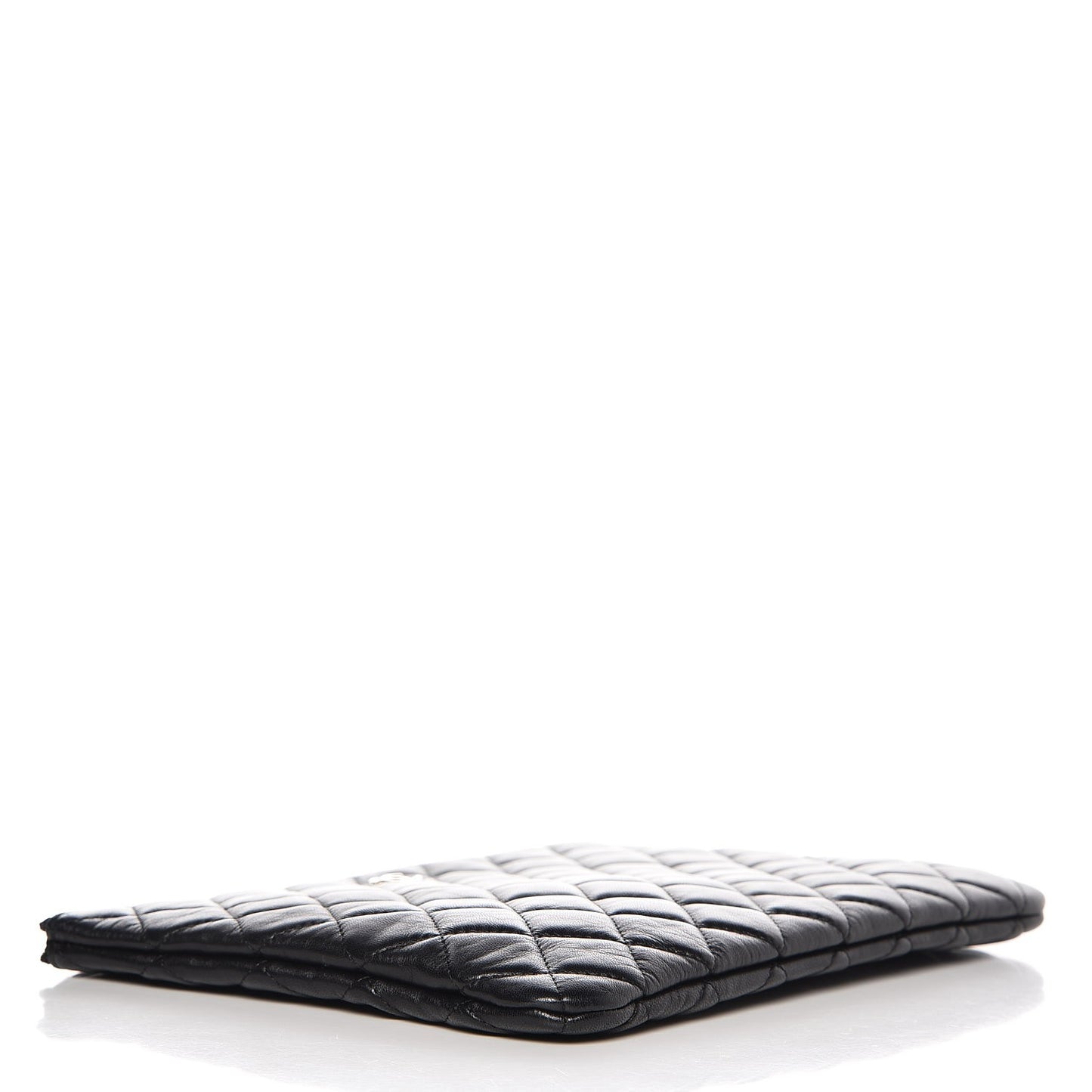 Lambskin Quilted Medium Cosmetic Case Black