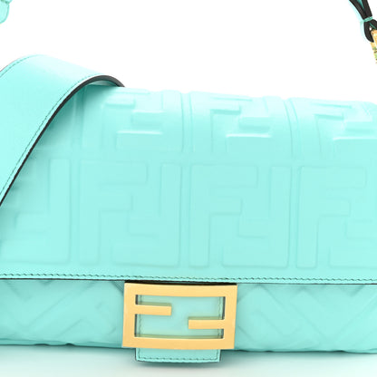 Fendi Nappa FF 1974 Embossed Baguette Spring Turquoise 8 of 10