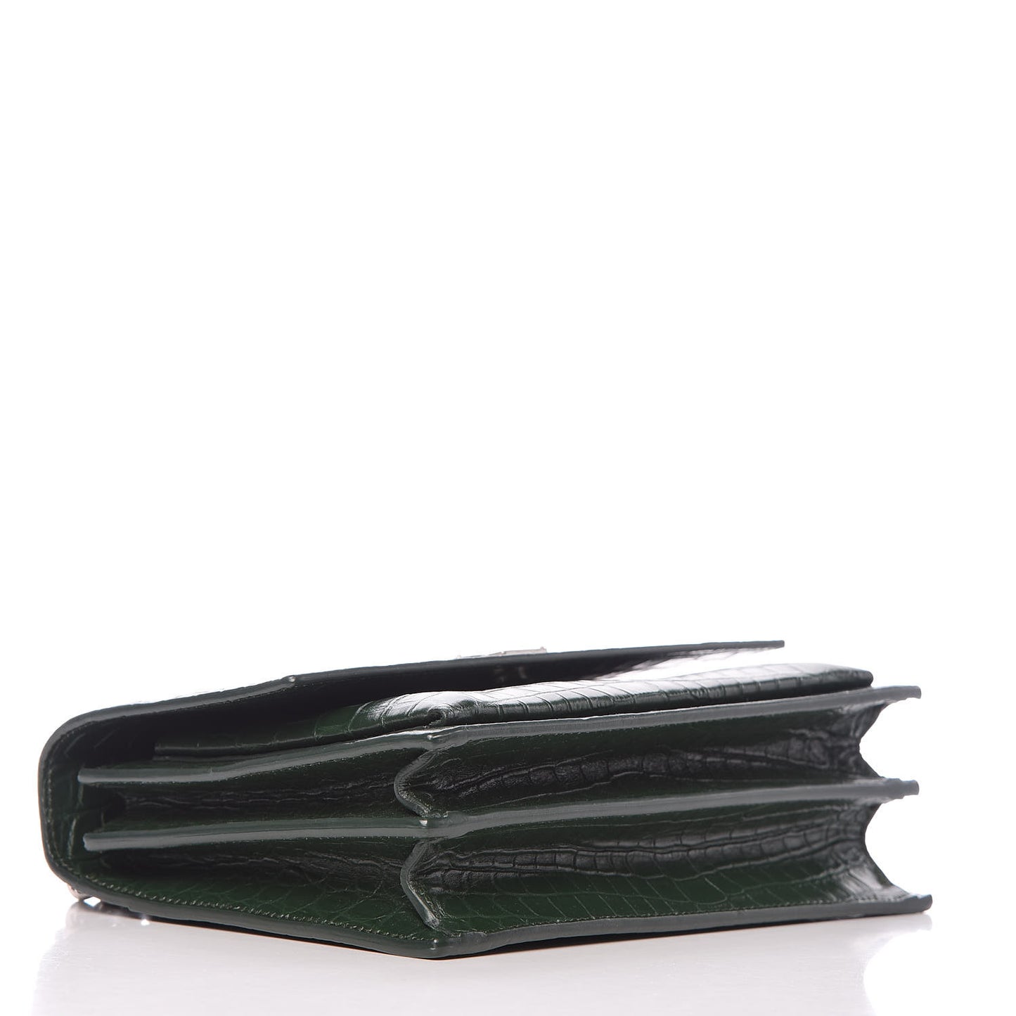Calfskin Crocodile Embossed Medium Monogram Sunset Dark Green
