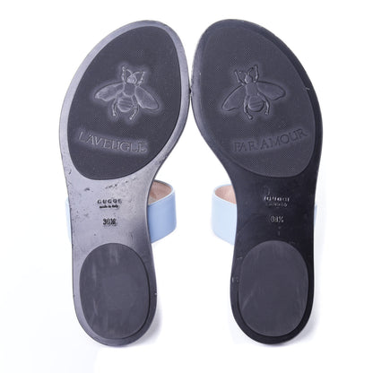 Gucci Calfskin GG Marmont Thong Sandals 38.5 Porcelain Light Blue 7 of 14