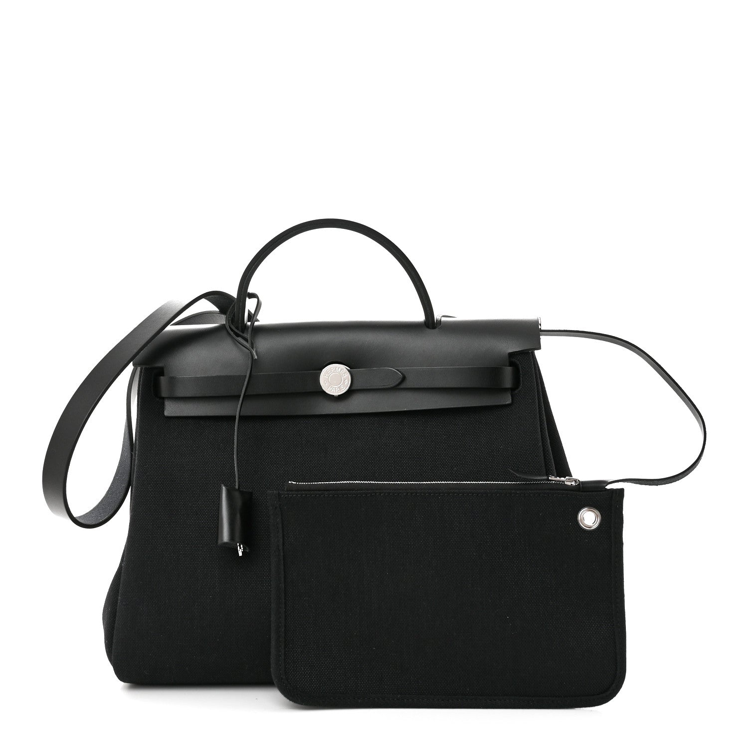 Hermes Military Toile Vache Hunter Herbag Zip Retourne 31 PM Black 1 of 12