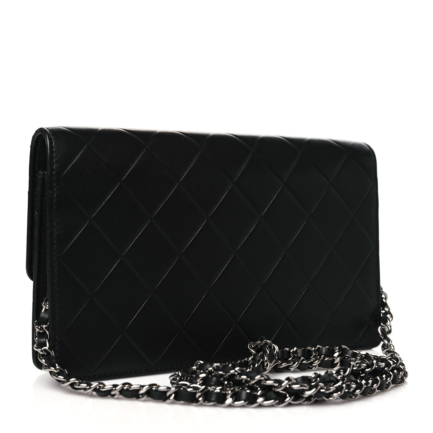 Chanel Lambskin Embossed Lax Wallet On Chain WOC Black 3 of 12