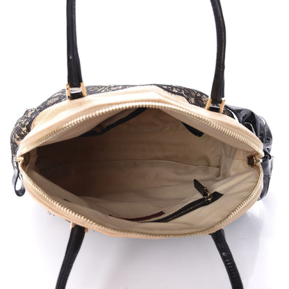 Valentino Garavani Straw Lace Bow Dome Tote Black 5 of 12
