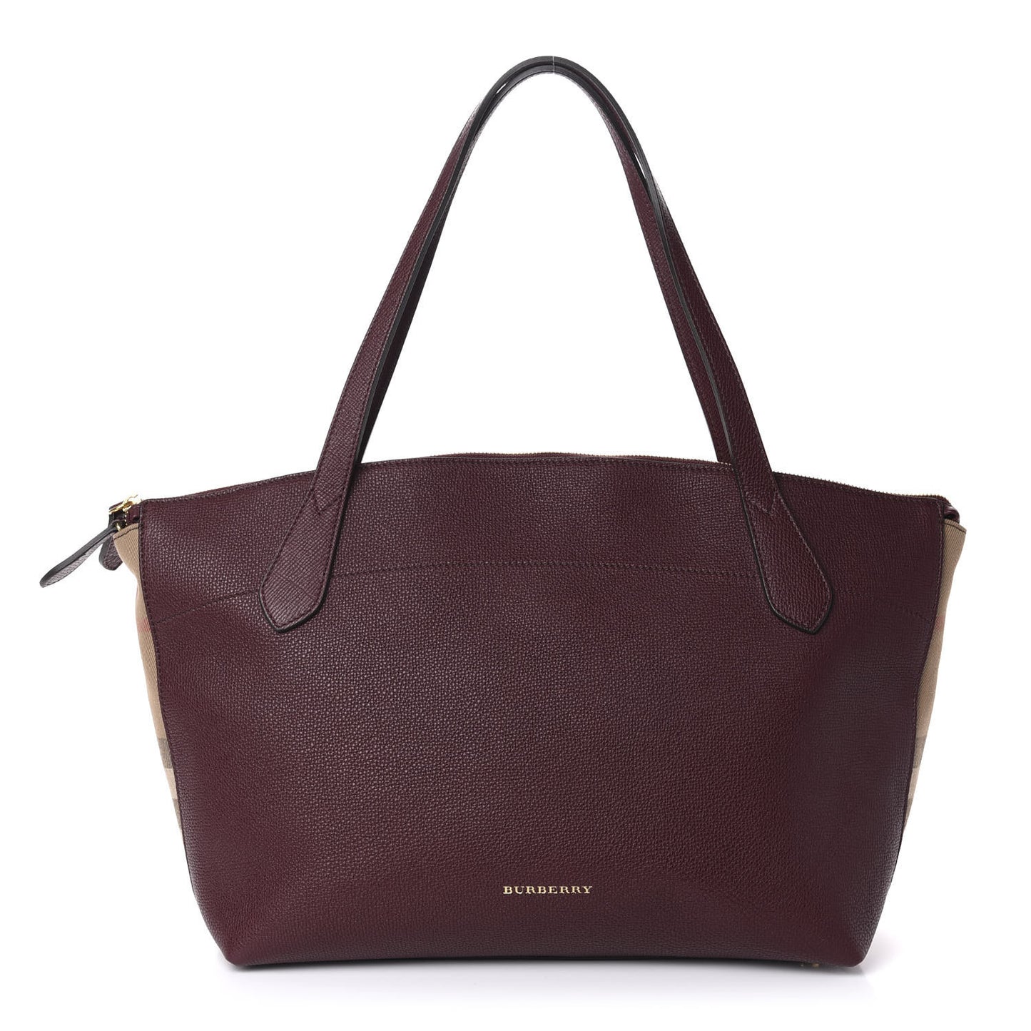 Derby Calfskin House Check Medium Welburn Tote Mahogany Red