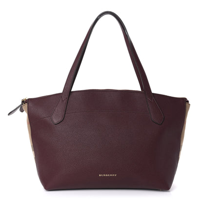 Burberry Derby Calfskin House Check Medium Welburn Tote Mahogany Red 1 of 10