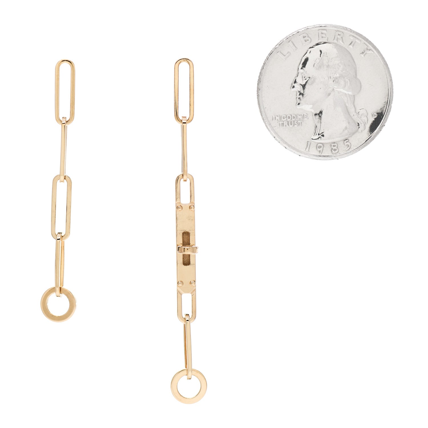 Hermes 18K Yellow Gold TPM Kelly Chaine Earrings 2 of 7