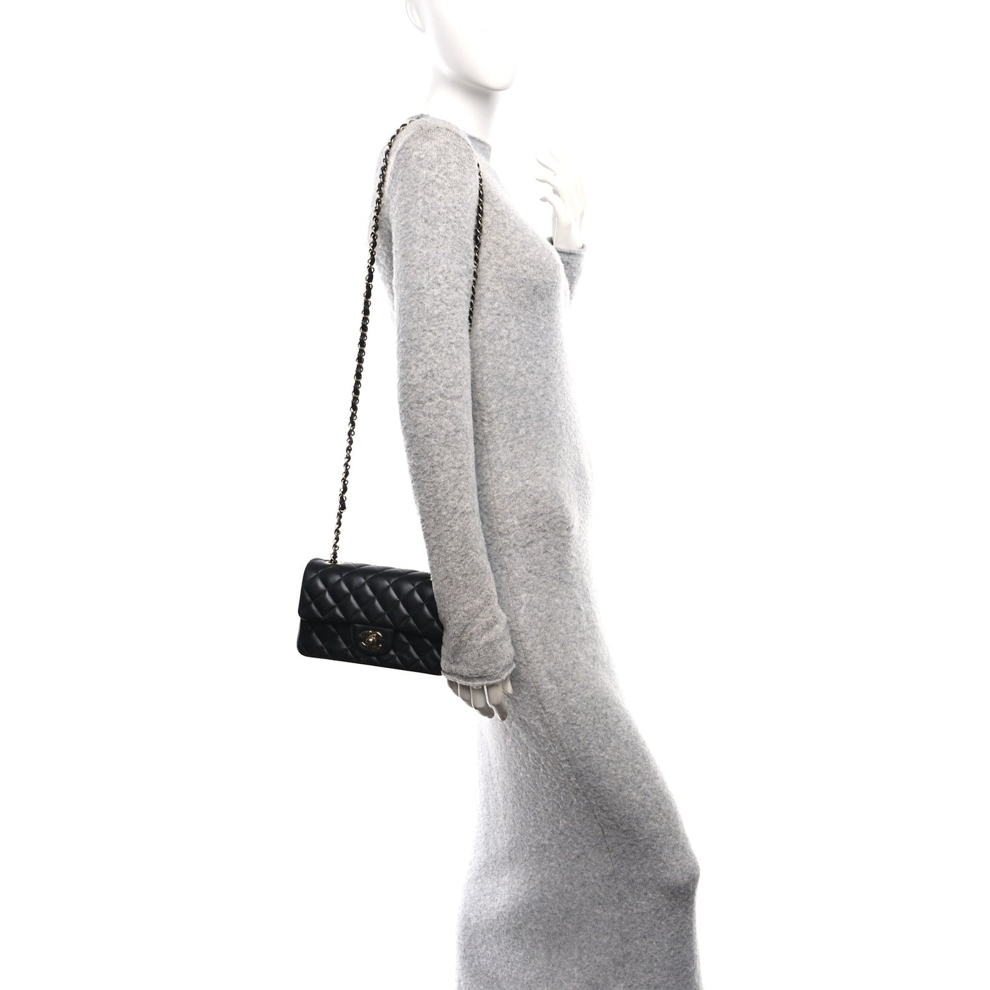 Lambskin Quilted Mini Rectangular Flap Black