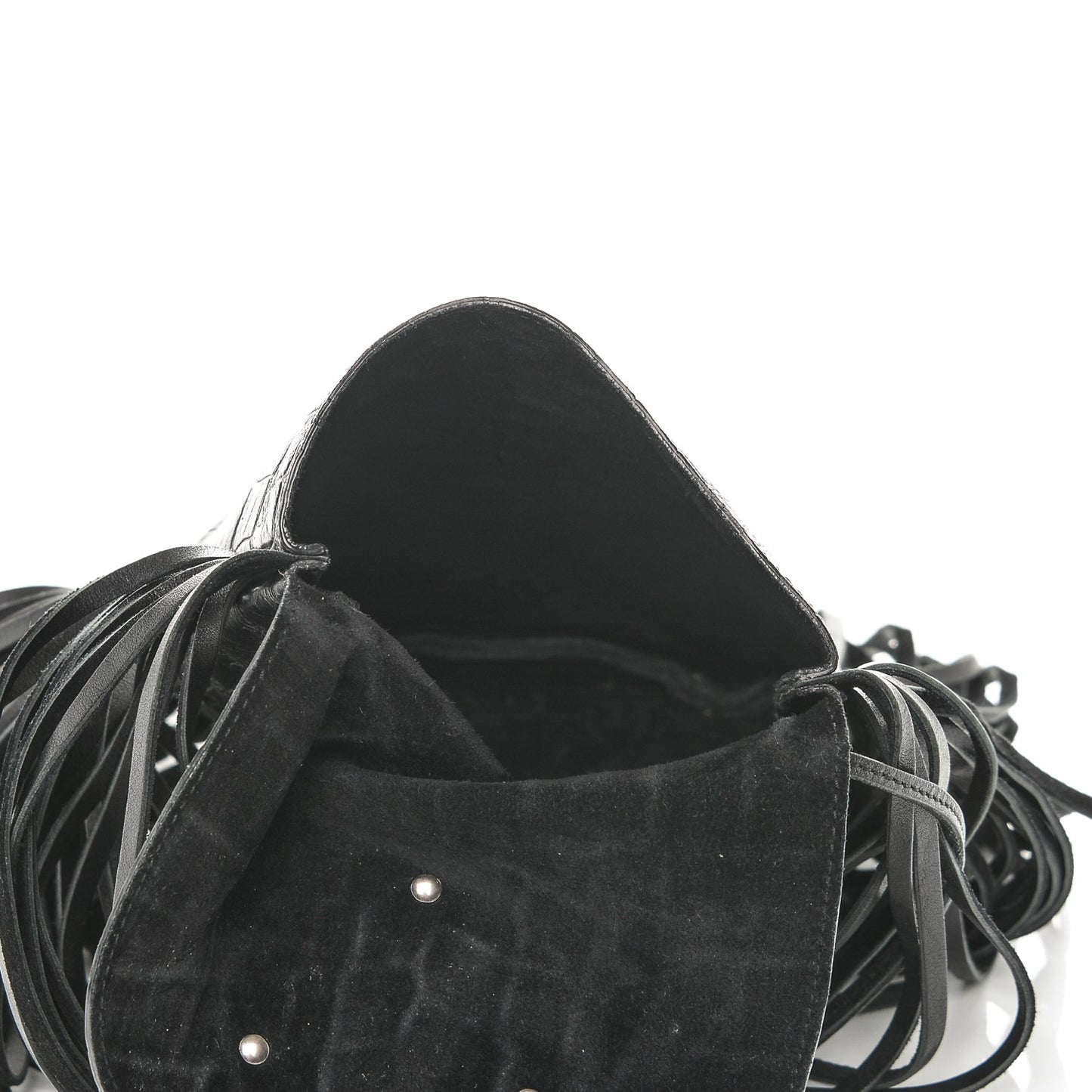 Calfskin Crocodile Embossed Anita Tassed Crossbody Bag Black