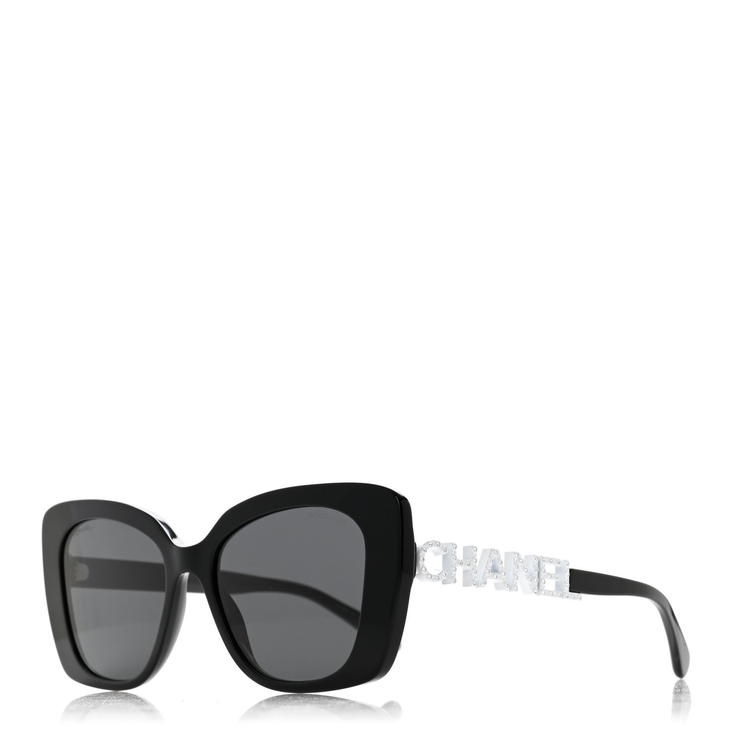 Chanel Acetate Strass Square Sunglasses 5422-B Black White 1 of 8